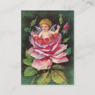 Clapsaddle: Flower Cherub Rose Business Card
