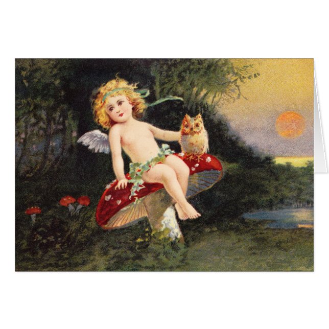 Clapsaddle: Little Cherub on Mushroom (Front Horizontal)