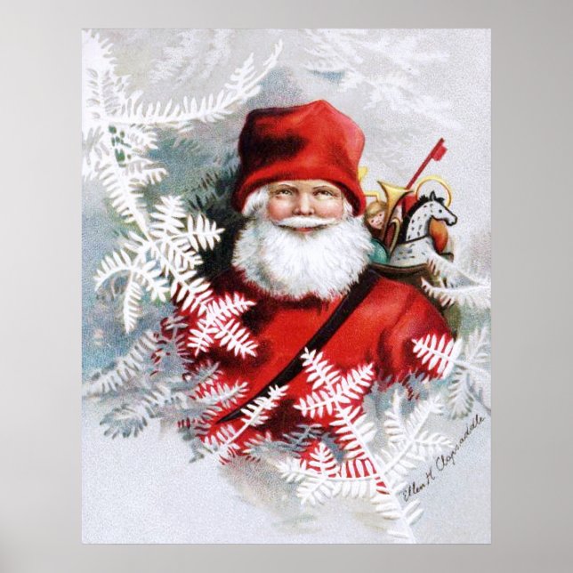 Clapsaddle: Santa Claus with Toys and Fir Twigs Poster (Front)