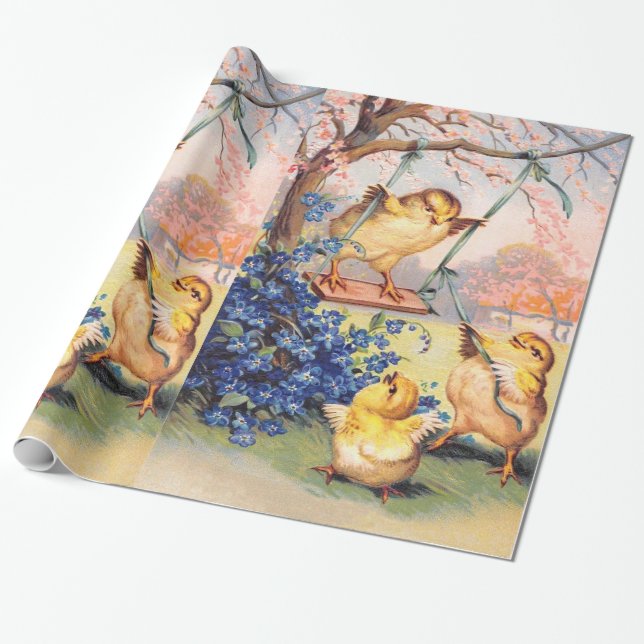 Clapsaddle: Swinging Biddy Wrapping Paper (Unrolled)