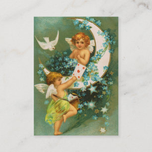 Clapsaddle: Two Cherubs on a Sickle Moon Business Card