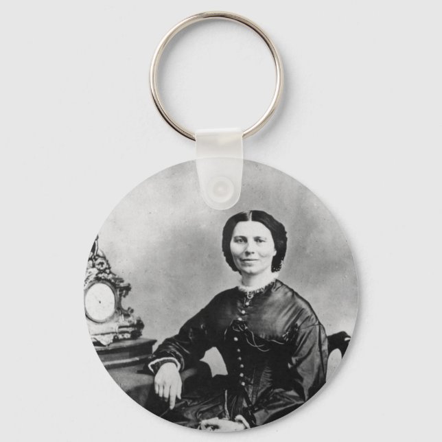 Clara Barton Portrait ~ Vintage 1866 Photo Keychain (Front)