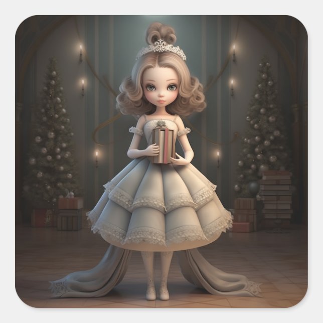 Clara from The Nutcracker Ballet Square Sticker (Front)