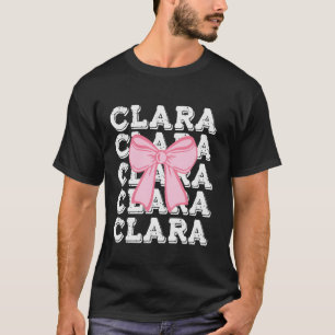 CLARA Name Coquette Big Pink Bow Simple Cute Girly T-Shirt