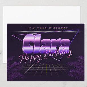 Clara Name Vorname lila retro Karte Geburtstag Card