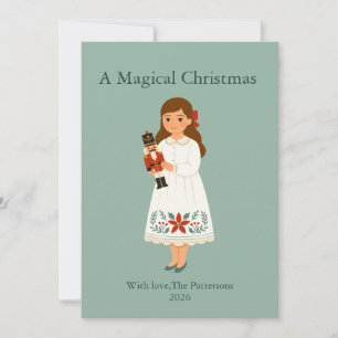 Clara Nutcracker Ballet Sage Green Christmas Card