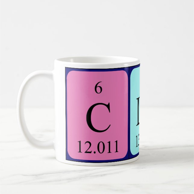 Clara periodic table name mug (Left)