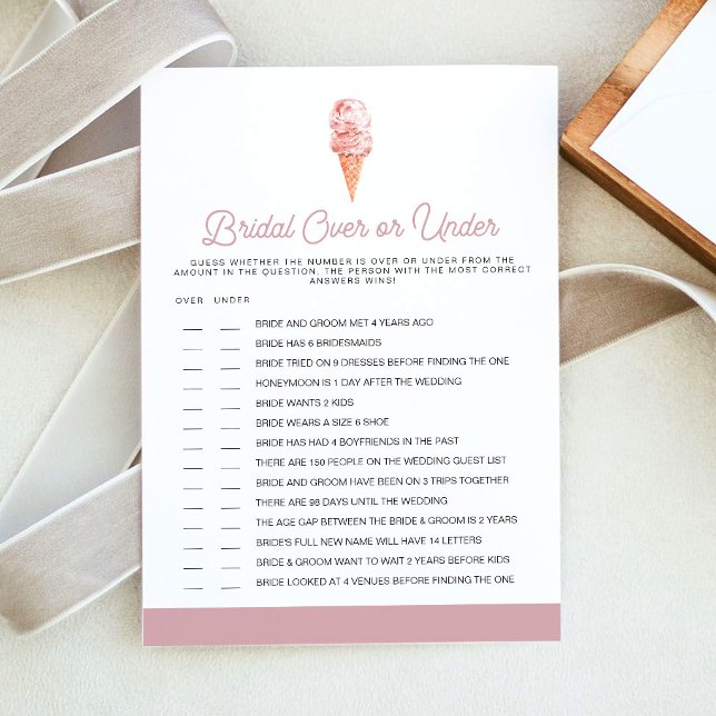 CLARA Retro Blush Over Under Bridal Shower Game Invitation (Creator Uploaded)