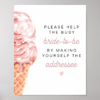 CLARA Retro Pink Ice Cream Bridal Shower Addressee