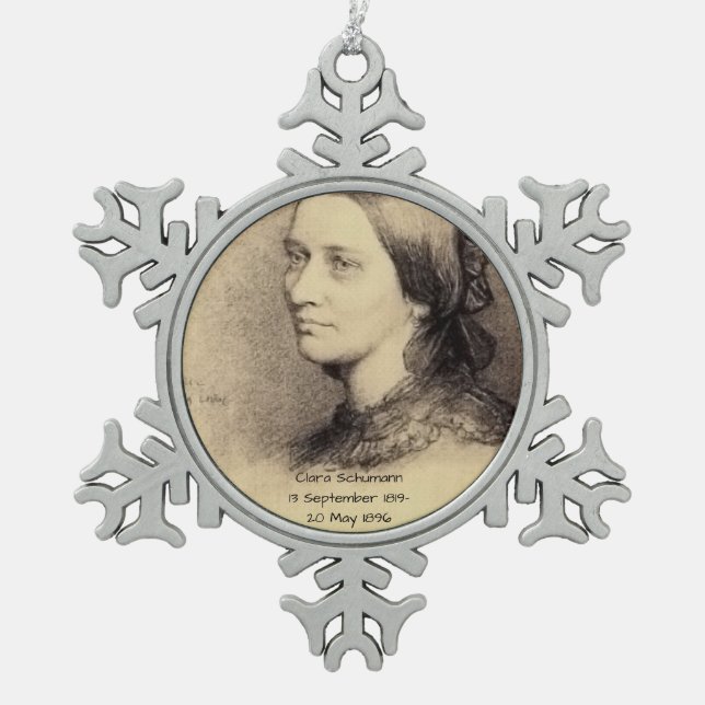 Clara Schumann Snowflake Pewter Christmas Ornament (Front)