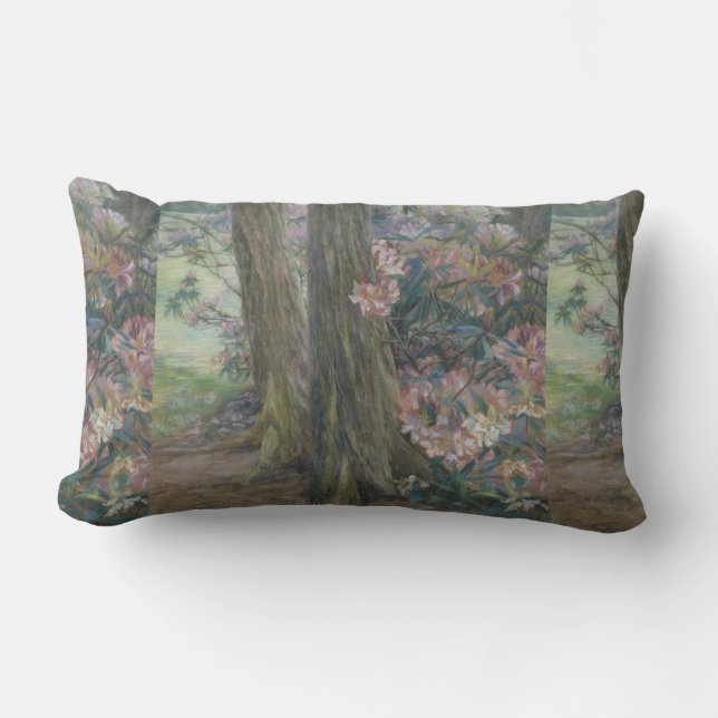 Clara Voortman Rhododendron Bush in a Garden Lumbar Pillow (Front)