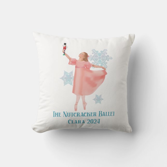 Clara with Nutcracker 2024 Throw Pillow (Front)