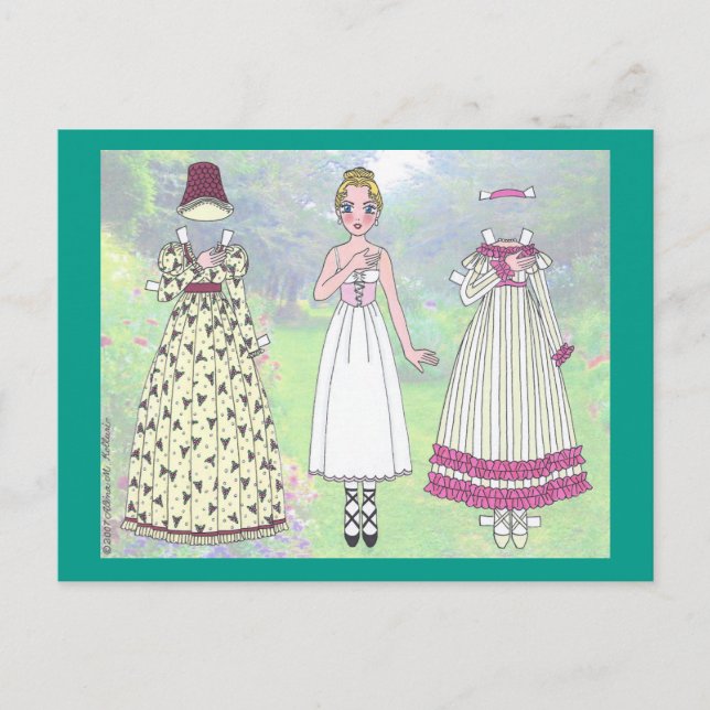 Clare, A Regency Lady Paper Doll Post Card (Front)