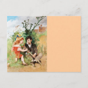 Clare with Boy and Crutch Postcard