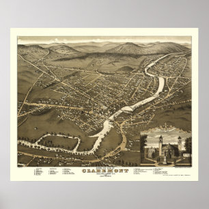 Claremont, NH Panoramic Map - 1877 Poster