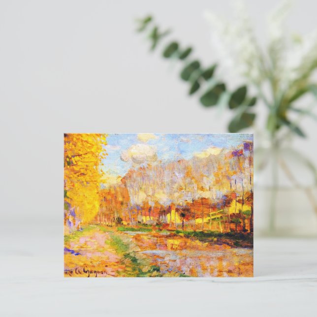 Clarence Gagnon art, Canal du Loing, Moret Postcard (Standing Front)