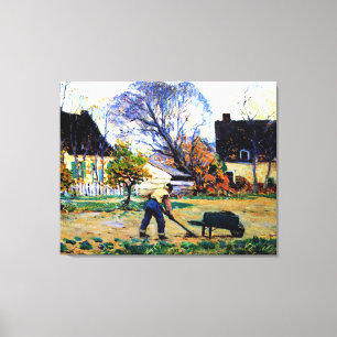 Clarence Gagnon art, Fall Scene, Baie-Saint-Paul, Canvas Print