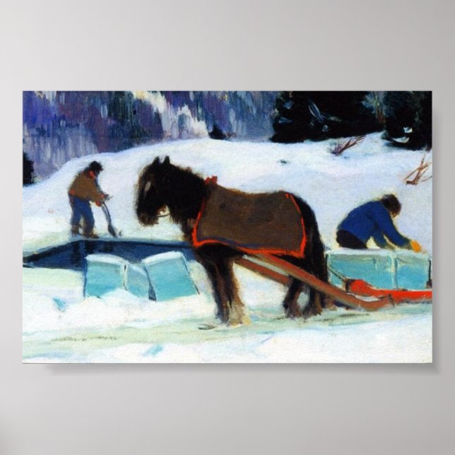 Clarence Gagnon Ice Cutting  Poster (Front)