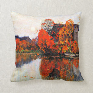 Clarence Gagnon painting, The Pond in October Throw Pillow