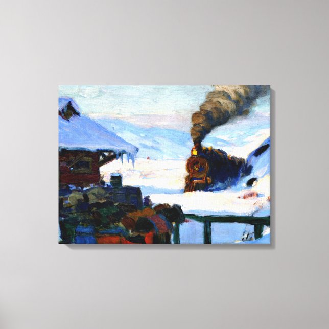Clarence Gagnon - The Train Baie-Saint Paul Canvas Print (Front)