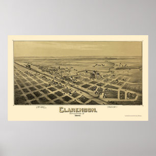 Clarendon, TX Panoramic Map - 1890 Poster