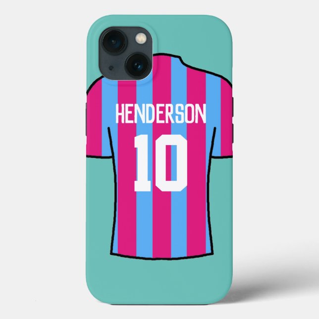 Claret & Blue Football Shirt with Name and Number Case-Mate iPhone Case (Back)