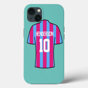 Claret & Blue Football Shirt with Name and Number iPhone 13 Case