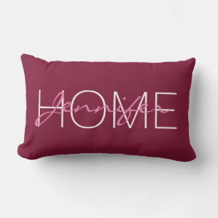 Claret colour home monogram lumbar pillow
