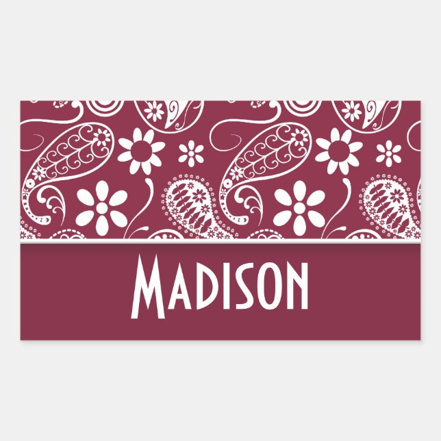 Claret Paisley; Personalized Sticker (Front)