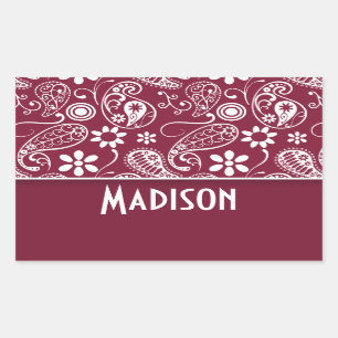 Claret Paisley; Personalized Sticker