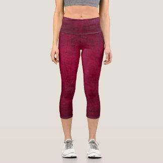 Claret Solid Plain Colour Capri Leggings