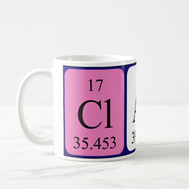 Clarin periodic table name mug (Left)