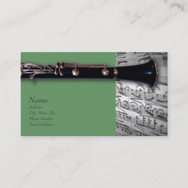 Clarinet and Mozart Business Card (Front)