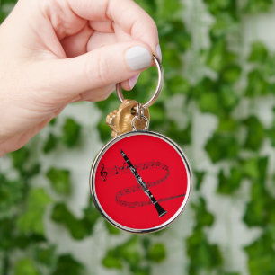 Clarinet and musical notes keychain