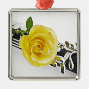 Clarinet and Yellow Rose Ornament
