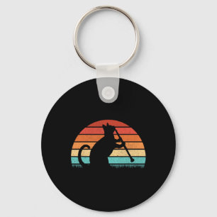 Clarinet Cat Player - Retro Clarinetist Music Love Keychain