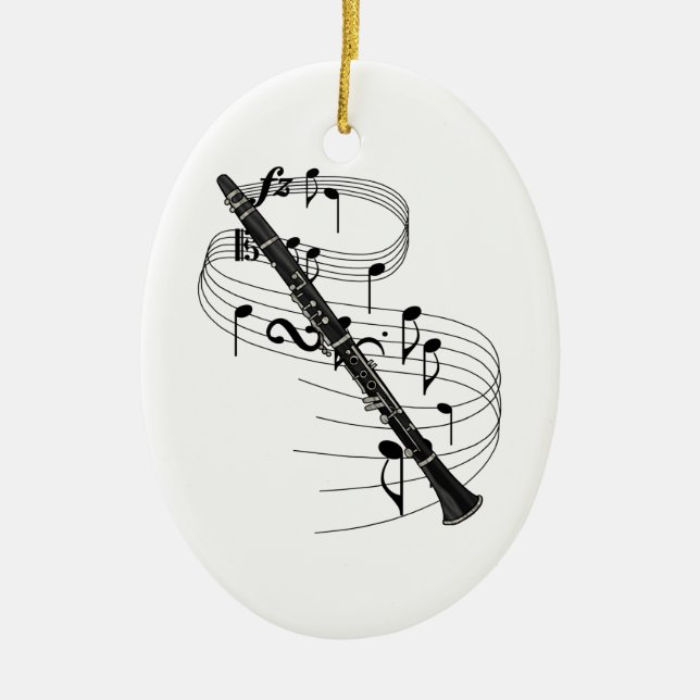Clarinet Ceramic Ornament (Front)