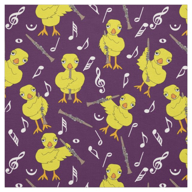 Clarinet Chick Music Notes Fabric (Swatch)