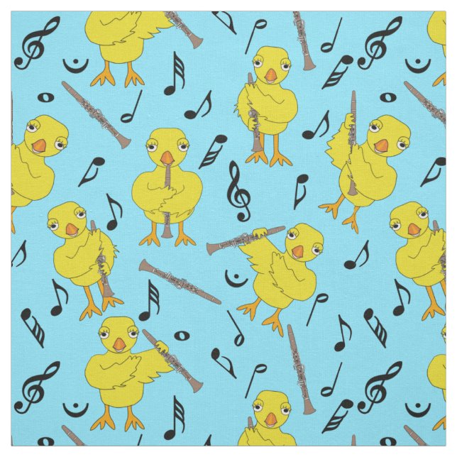 Clarinet Chick Music Notes Fabric (Swatch)