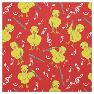 Clarinet Chick Music Notes Fabric
