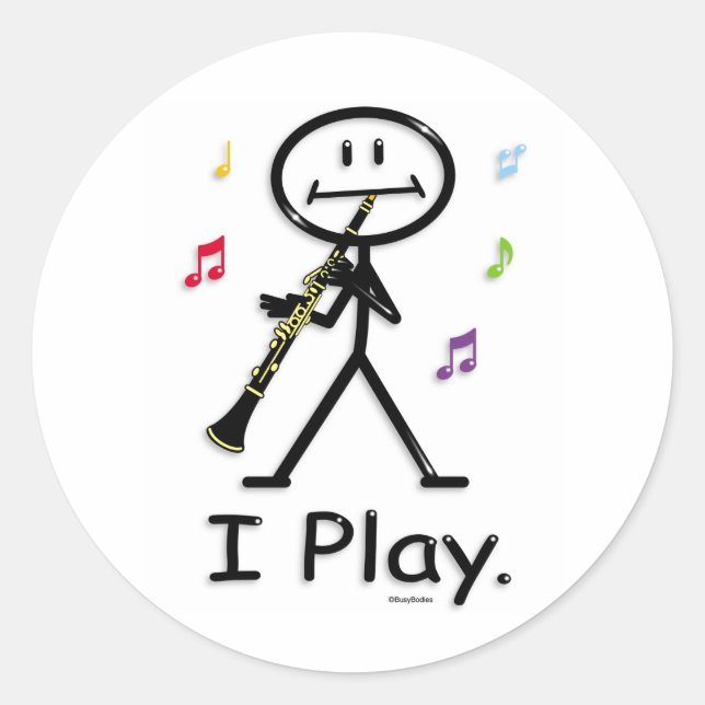 Clarinet Classic Round Sticker (Front)