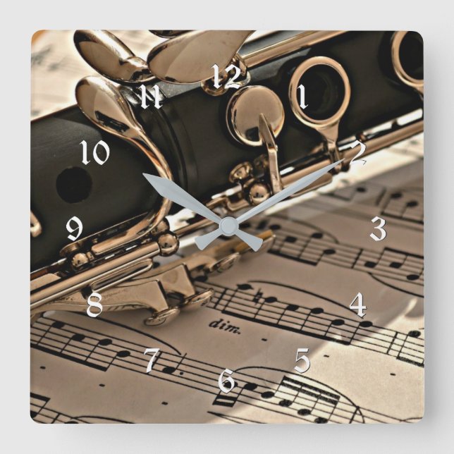Clarinet Closeup Square Wall Clock (Front)