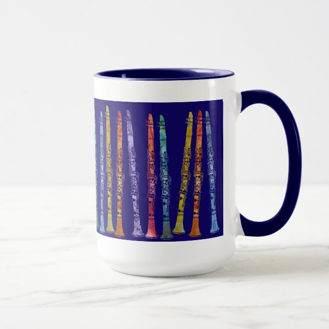 Clarinet Crayons on Blue Mug (Right)