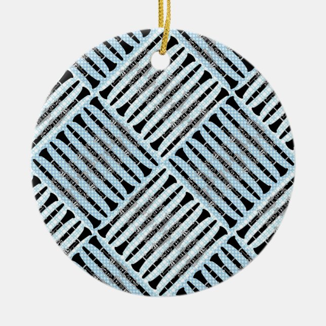 Clarinet Crosshatch Ceramic Ornament (Front)