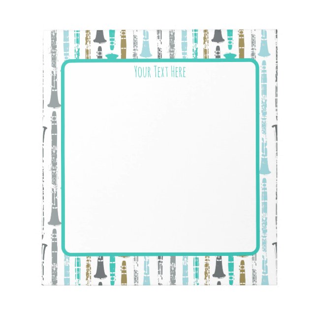Clarinet Customizable Musical Instrument Gift Notepad (Front)