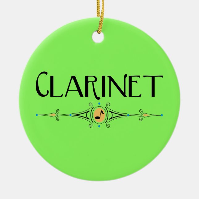 Clarinet Decorative Line Ceramic Ornament (Front)