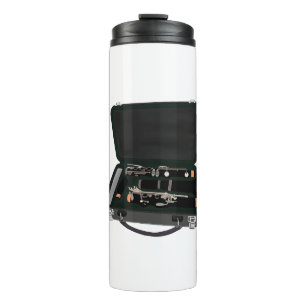 Clarinet Disassembled Inside a Suitcase Thermal Tumbler