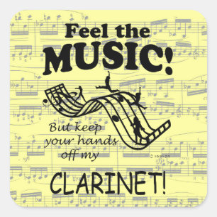 Clarinet Feel The Music Square Sticker