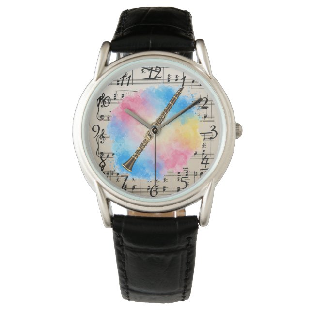 Clarinet Harmony: Colourful Watercolors  Watch (Front)