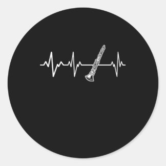 Clarinet Heartbeat Classic Clarinetist Gift Idea Round Sticker